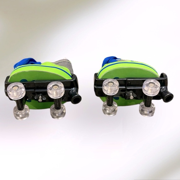 Cute Adjustable Build-A-Bear Black Roller Skates W/Neon Green & Gray Sneakers - Picture 3 of 4